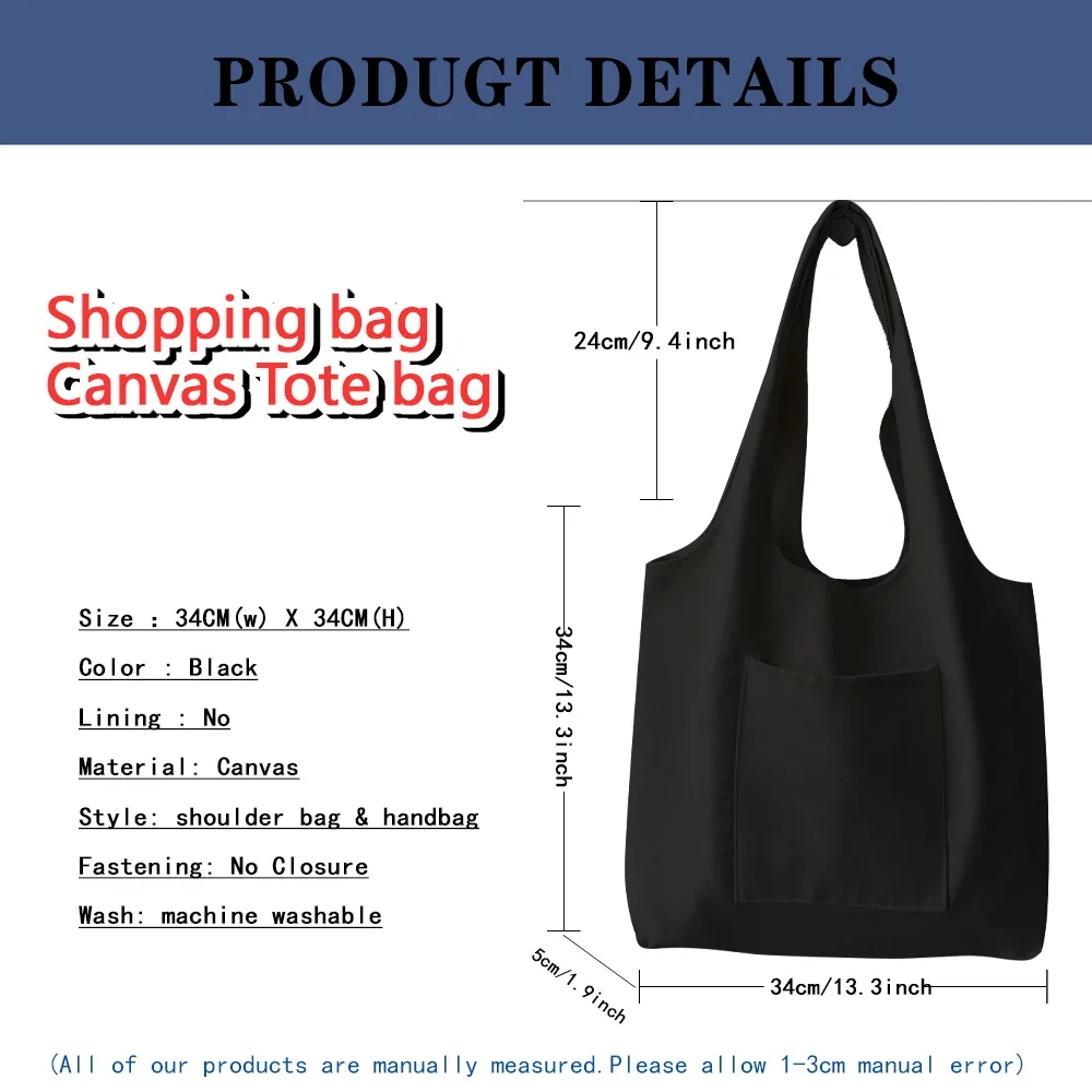 Trendy Shopping Bags Foldable Ladies Canvas Shoulder Bags Skull Printed Student Shopper Bags Travel Totes Work Handbag