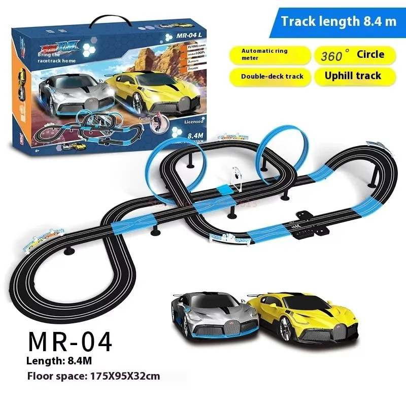 1::64Electric Rail Car Double Remote Control Car Racing Track Autorama Circuit Voiture Electric Railway Slot Race Car Kid Toys