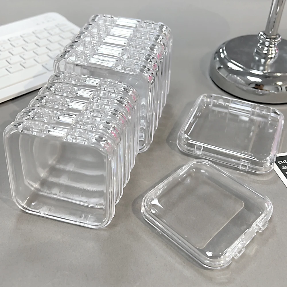 10/5/1x Square Nail Storage Box Acrylic Transparent Container  Portable Jewelry Rings Earring Bracelet Badge Nail Packaging Case