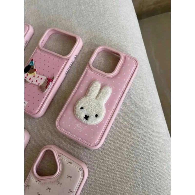 حافظة هاتف Kawaii Miffy الجديدة سلسلة وردية كرتونية شاملة مضادة للسقوط مناسبة لهاتف آيفون 17 16 15 14 13 12 11promax #4