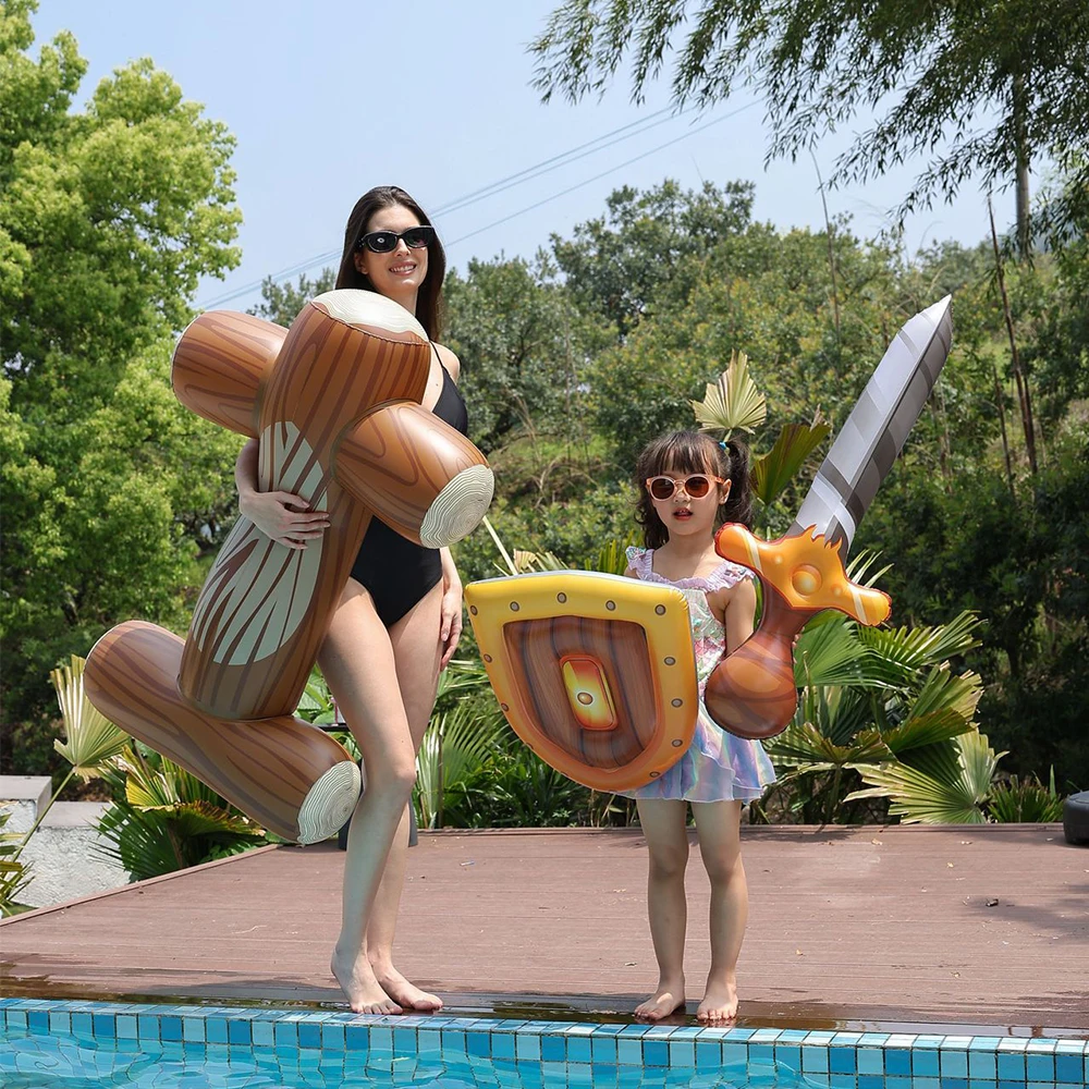 Inflatable Pool Floats Inflatable Shield and Sword Water Battle Set Pool Float Game For Adults Summer Swimming Party Duel Combat