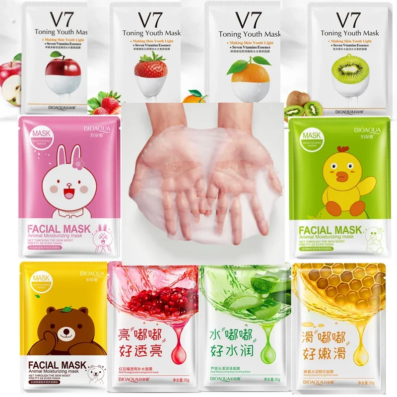 BIOAQUA Red Pomegranate Mask Fruits Animals Mascara Facial Mask Treatment  Sheet Masks Korean Cosmetics Acne Tony Moly Skin Care