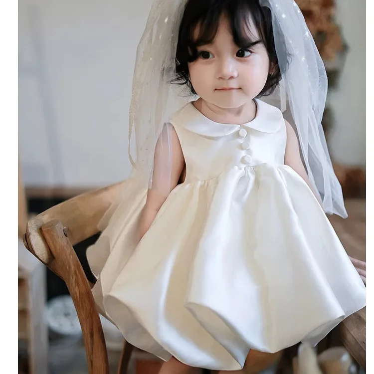 Summer Clothing for Infants and Young Children Dress Beautiful and Fashion Kids Sleeveless White Outwear Dress