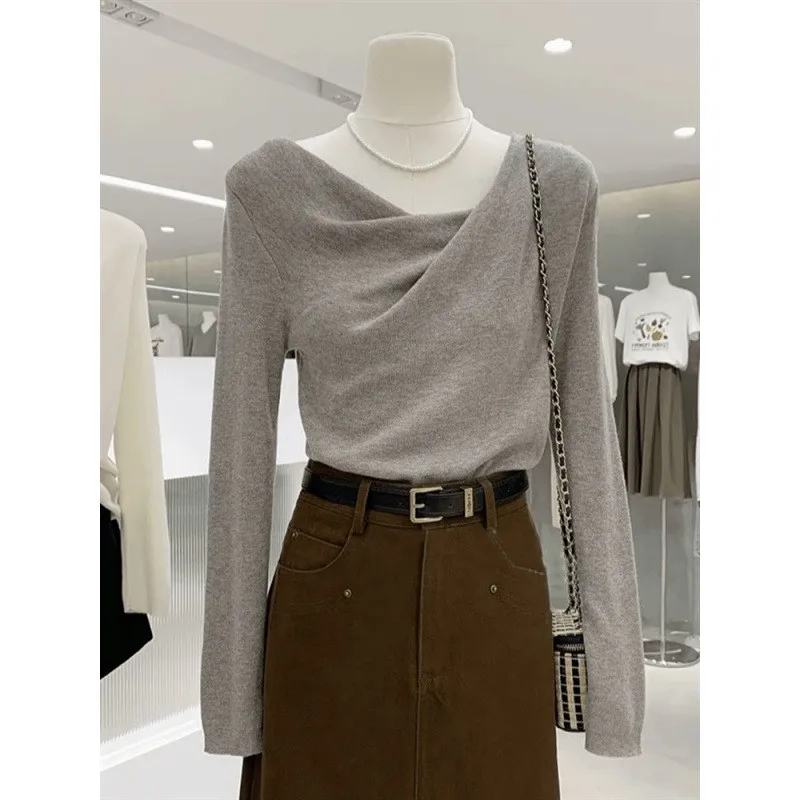 High end long sleeved base shirt for women, slim fit and slimming, German velvet warm top