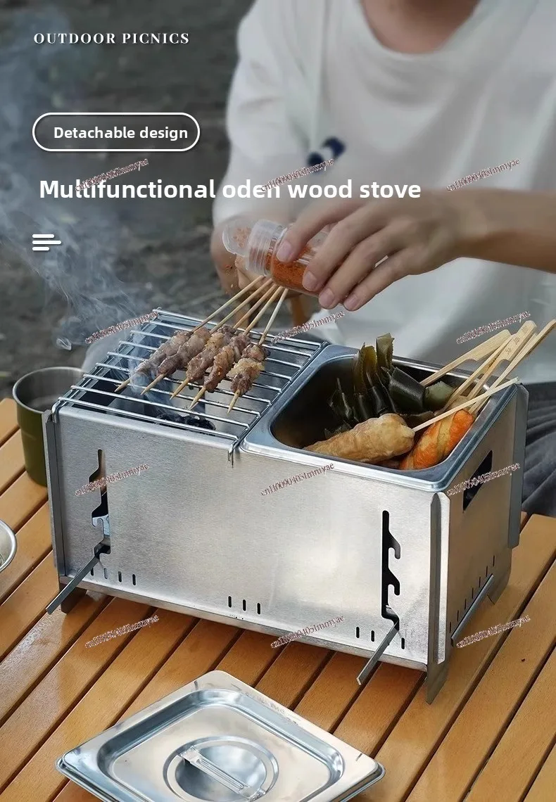 Outdoor Camping Stainless Steel Barbecue Stove Rack Portable Hot Pot