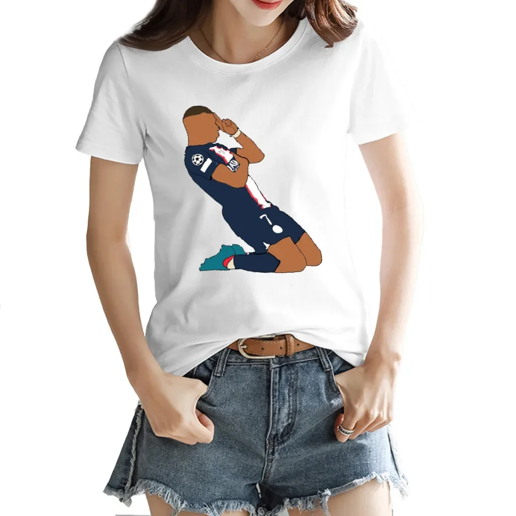 Women's T Shirt Football Player Sport France Kylianer and Mbappé and Mbappe Title Novelty T Shirt High Quality Home USA Size