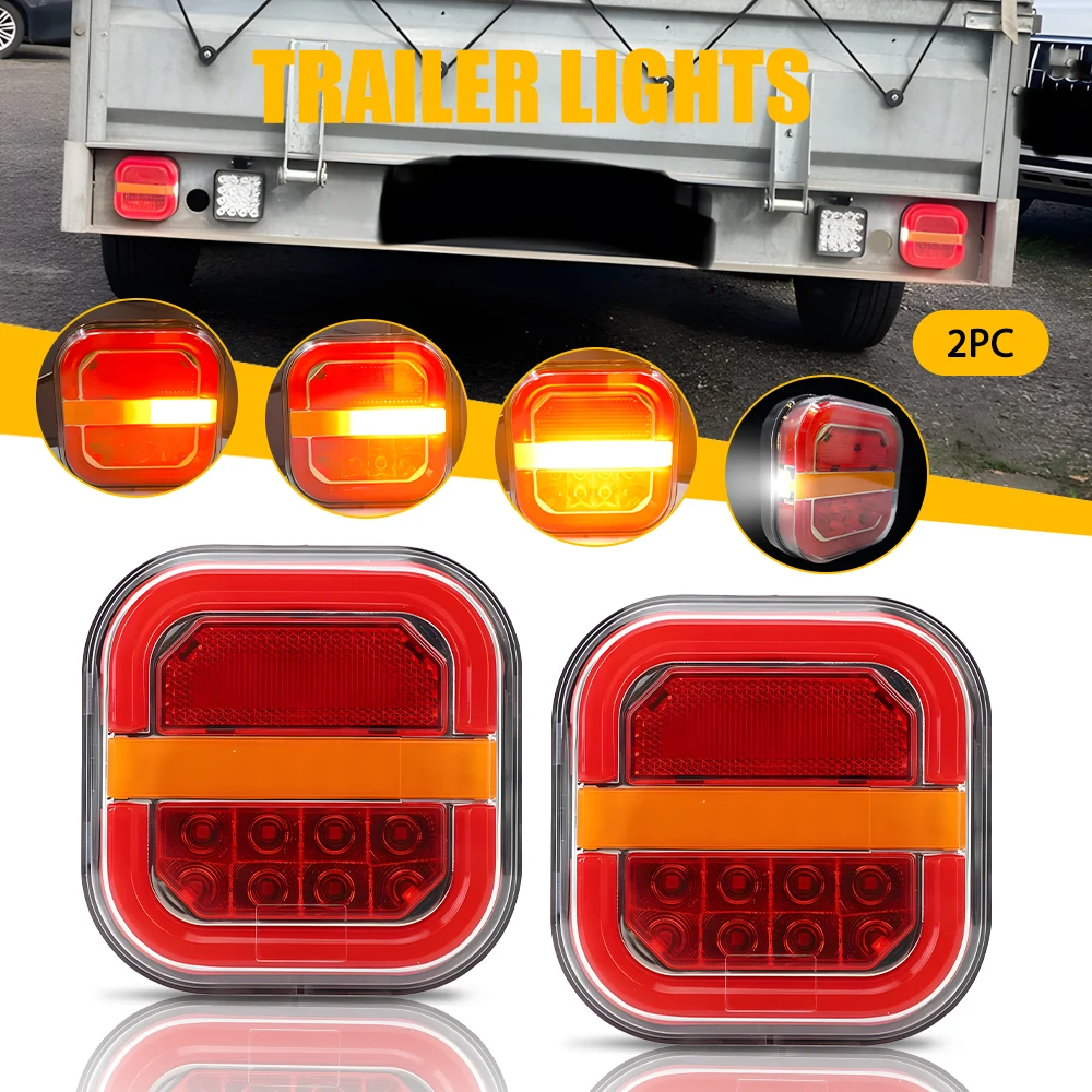 

2Pcs LED Truck Lights 12/ 24V 28LED Trailer Lights Rear Tail Stop Indicator Trailer Lamp Kit Indicator Stop Waterproof Reversing