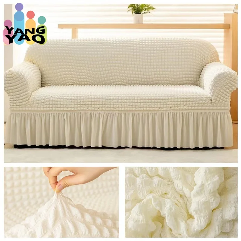 

1/2/3/4 Seater Seersucker Sofa Slipcover High Stretch Couch Cover Thick Corner Sofa Protector Elastic Corner Couch Covers