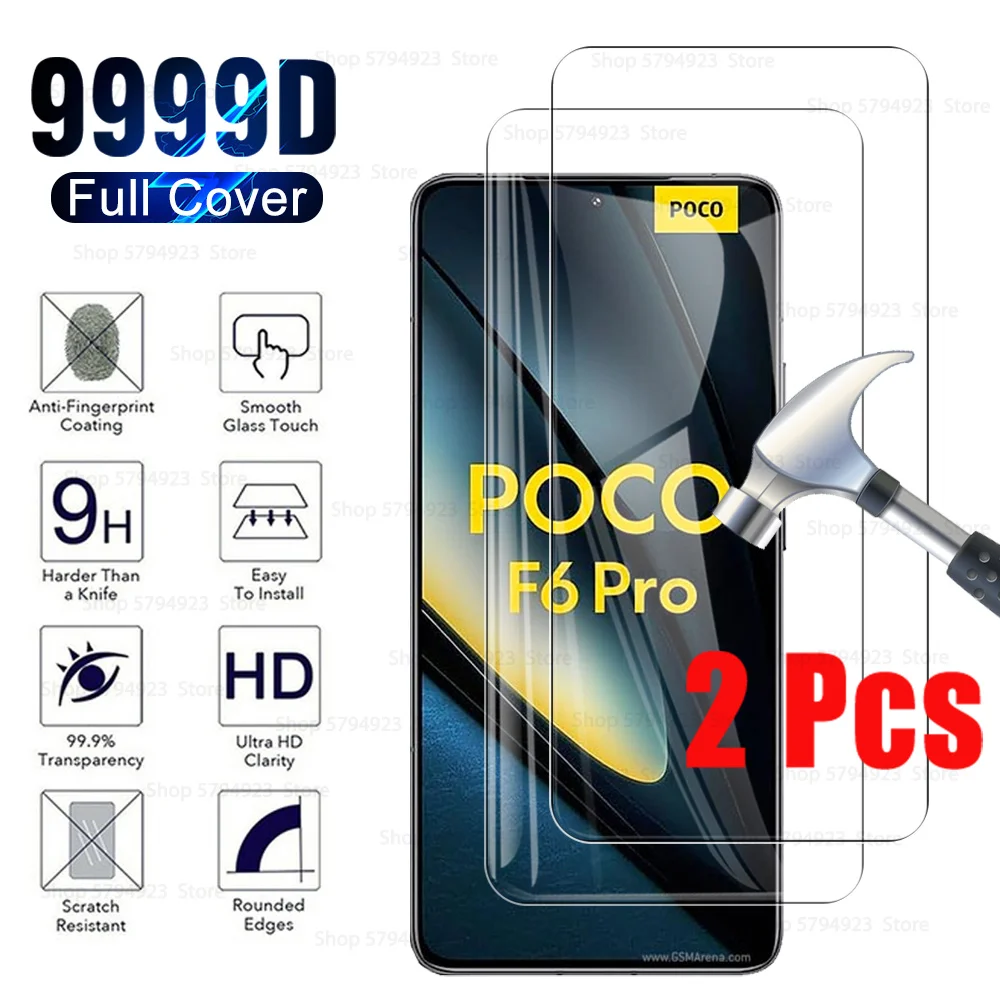 샤오미 Poco 보호 유리, 샤오미 Poco F6 Pro x6Pro 용 강화 유리 스크린 보호대, F5 X5 Pro F6Pro X6 Pro 용 유리, 2 개