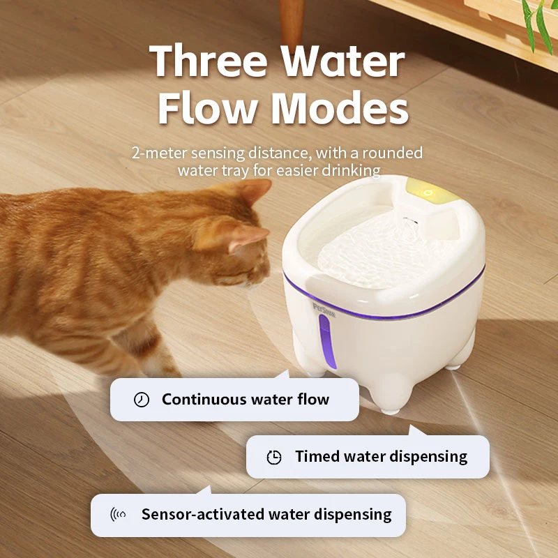 Silent 3L Cat Water Fountain Wireless, 4000mAh Rechargeable Pet Water Bowl with 4-Stage Filter & Smart Level Detection