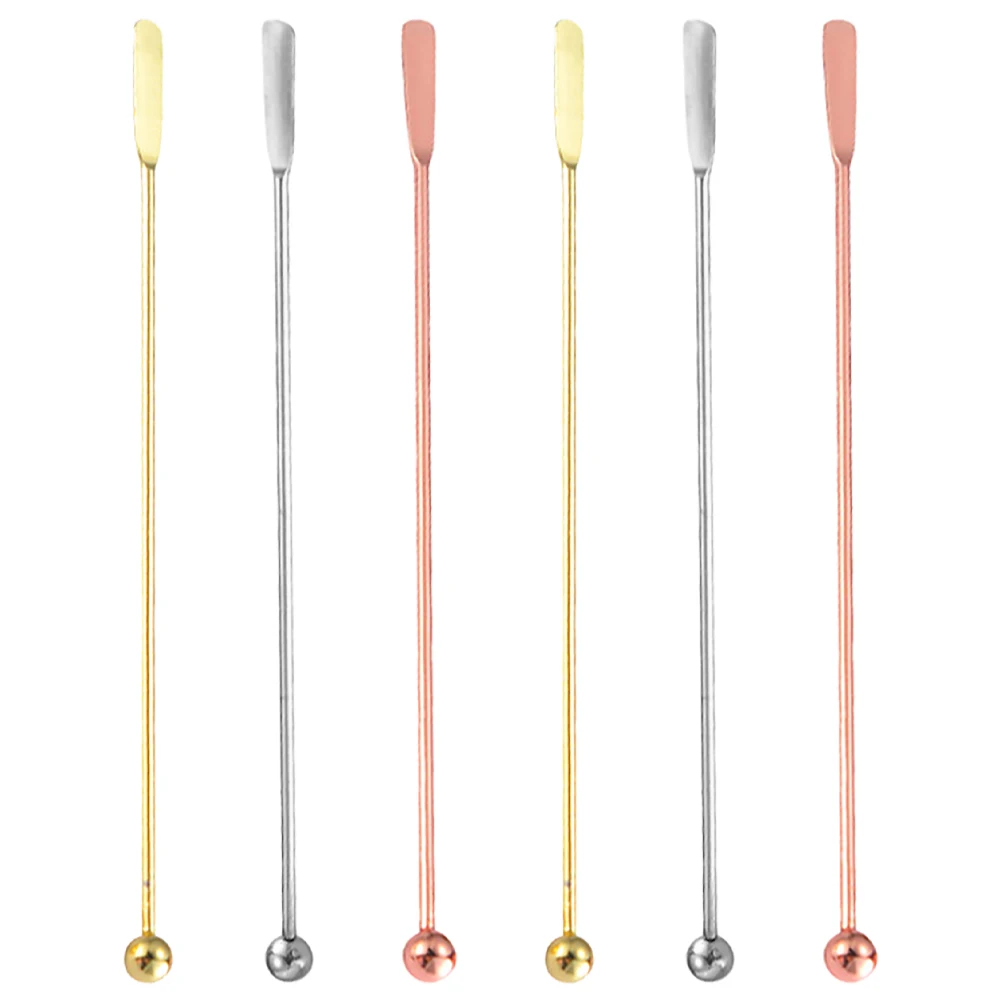 

6 Pcs Stainless Stirs Reusable Swizzle Stirrers Metal Beverage Bars Mixing Drink Stirrer Cocktails