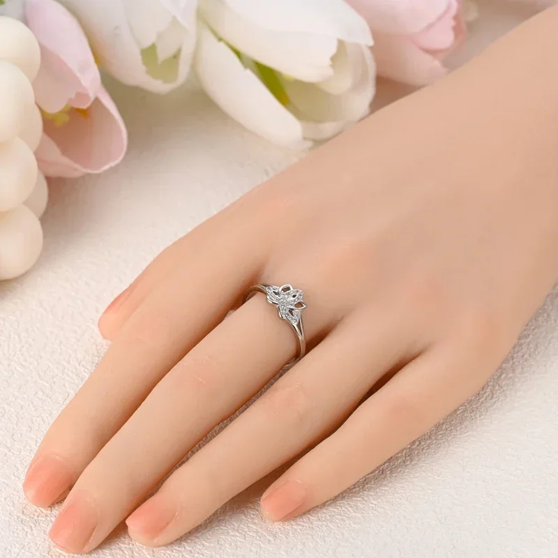 Sterling Silver 925 Sparkling Tri-Color Butterfly Fairy Night Glow Beads Open Ring for Women Premium Fine Jewelry Gift