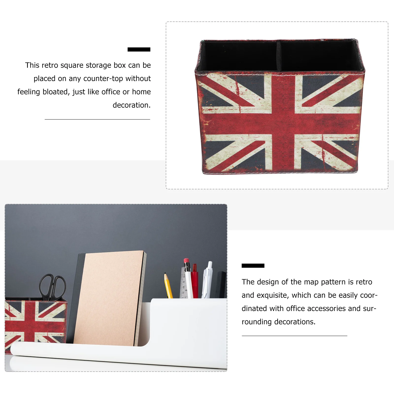 الرجعية مربع سطح المكتب صندوق تخزين مكتبي صندوق تخزين 2 مقصورات المنظم للوازم المكتبية مكتب الحاويات الهدايا