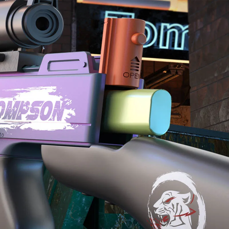 اليد إلى الجسم رمي قذيفة رصاصة ناعمة بندقية طومسون رشاش يمكن النار لعبة بندقية نموذج الصبي هدية عيد ميلاد #3