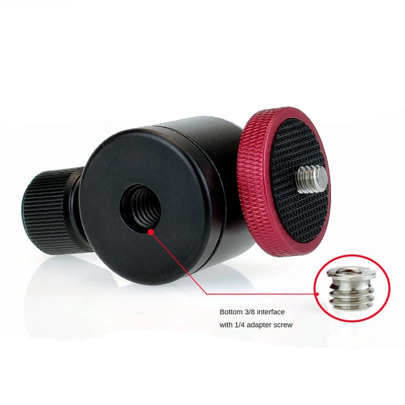 ELEC-Universal 360 °   رأس كروي علوي 1/4 بوصة منفذ سفلي 3/8 بوصة منفذ تصوير كروي صغير لكاميرا DSLR ترايبود