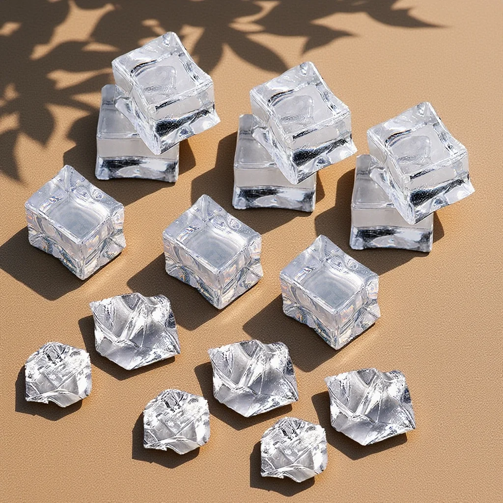 

200pcs Fake Cubes Acrylic Artificial Ice Blocks For Photography Props Decoration Display Reusable Clear Imitation Ice Party