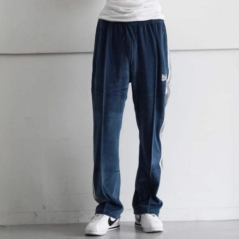 

Needles ssz track 25ss butterfly woven ribbon velvet pants American retro casual straight leg pants for men