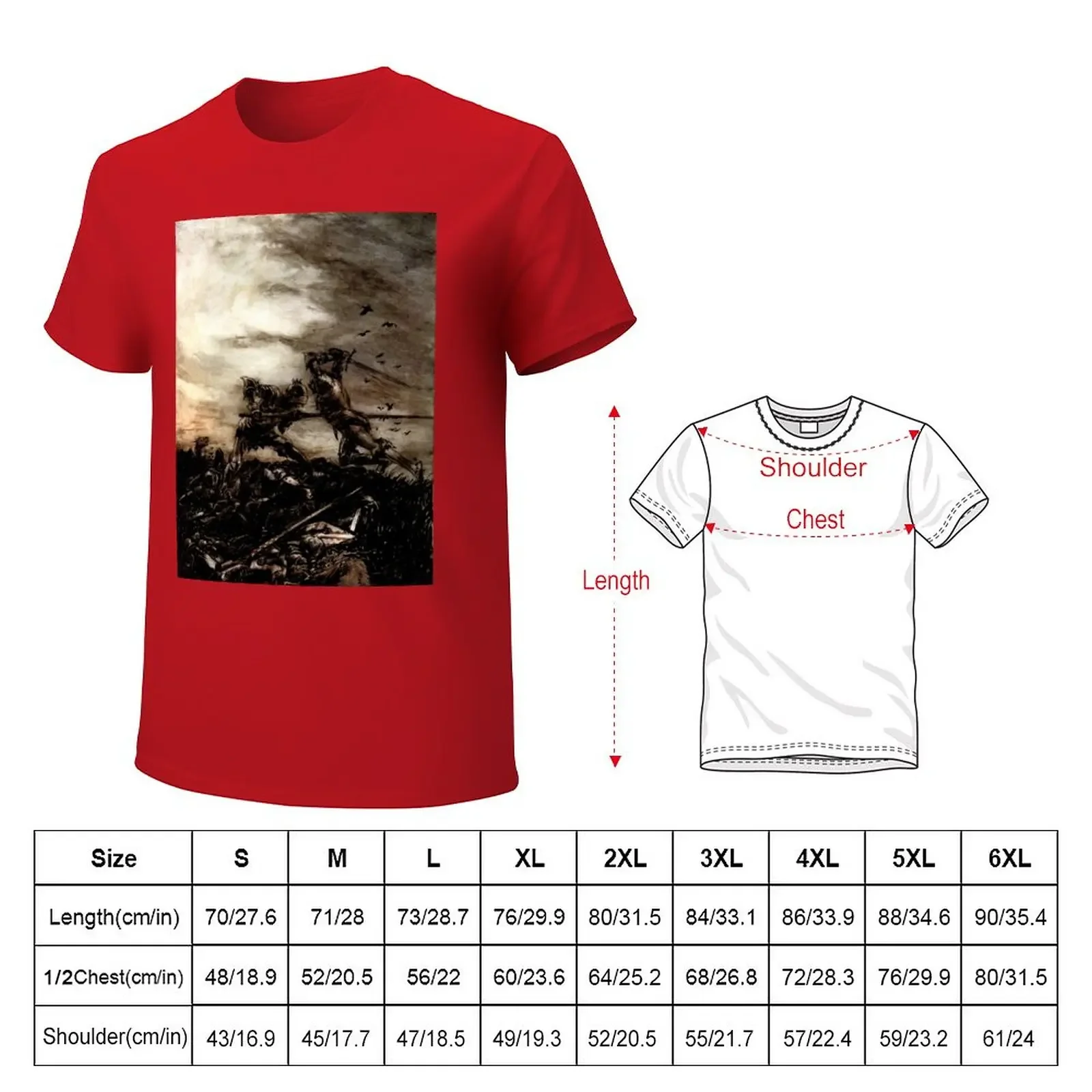 King Arthur and Mordred in Battle - Arthur Rackham T-Shirt oversizeds sweat graphics blanks oversized t shirt men