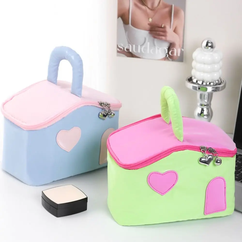 

House Shape Cosmetic Storage Bags Large Capacity Waterproof Cartoon Makeup Bags with Handle Korean Style Travel Wash Handbag