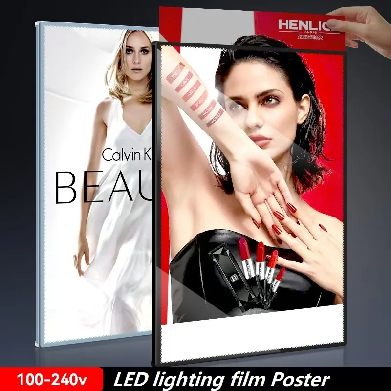 A3 A4 Ultra Thin LED Advertising Light Box Tempered Glass Panel Easy Quick Poster Changeable for Shops Restaurants Theaters