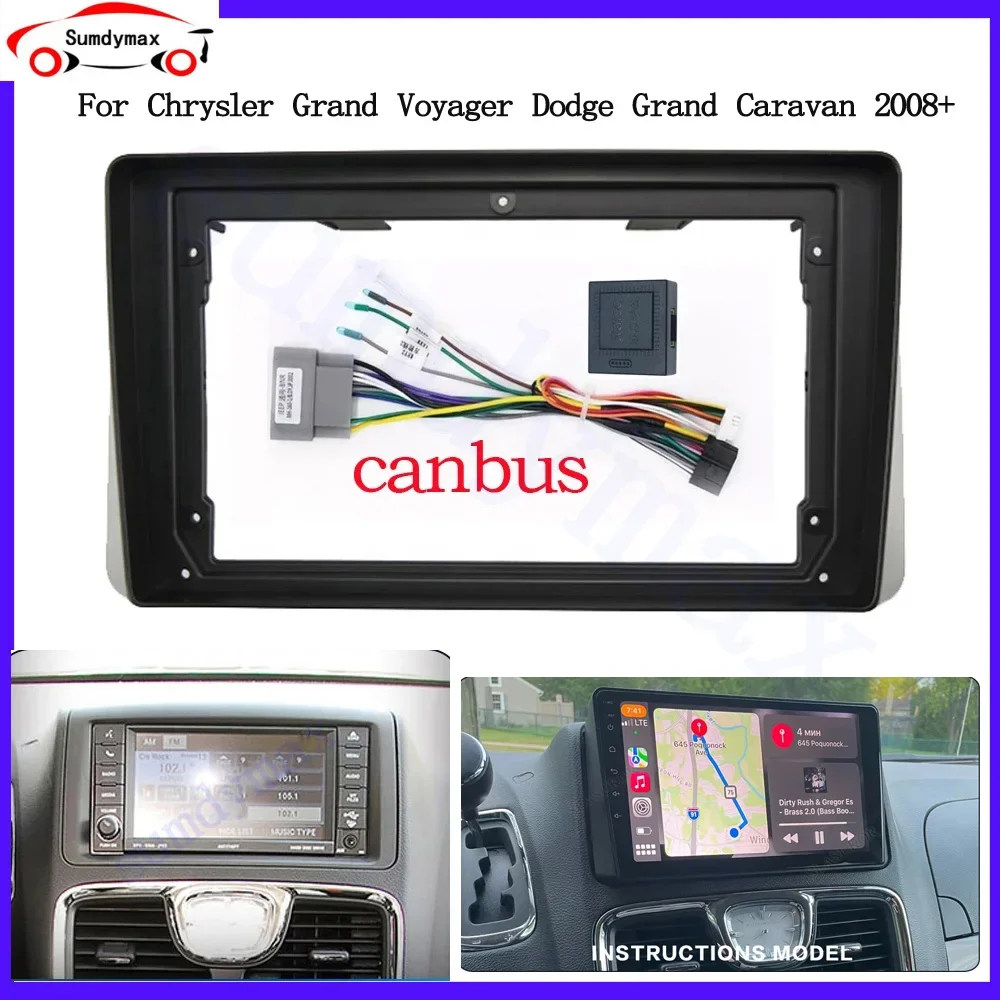 

9 inch Car radio Frame Adapter canbus box Cable for Chrysler Grand Voyager Dodge Grand Caravan Android Radio Dask Kit Fascia