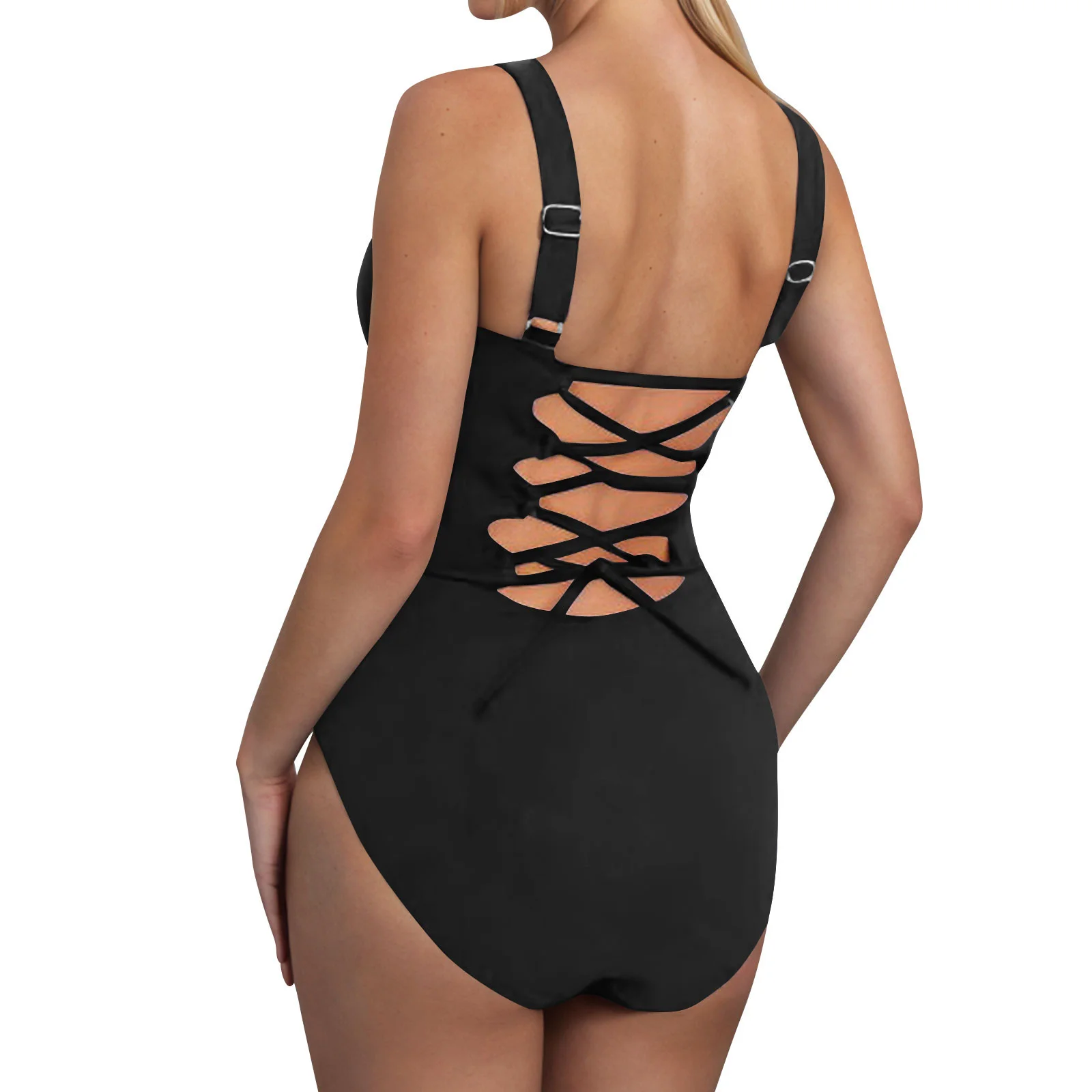 2026 عودة ضمادة ملابس السباحة النساء قطعة واحدة ضئيلة ملابس السباحة الإناث مثير الصلبة الاستحمام السباحة لباس سباحة بحر XXL #2