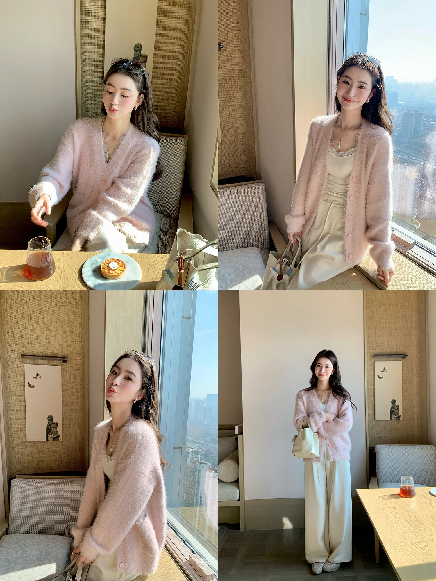 

Женский зимний кардиган Pusumede из искусственного меха с V-образным вырезом, свободный пушистый топ из нейлона, длинный вязаный свитер стандартной длины...