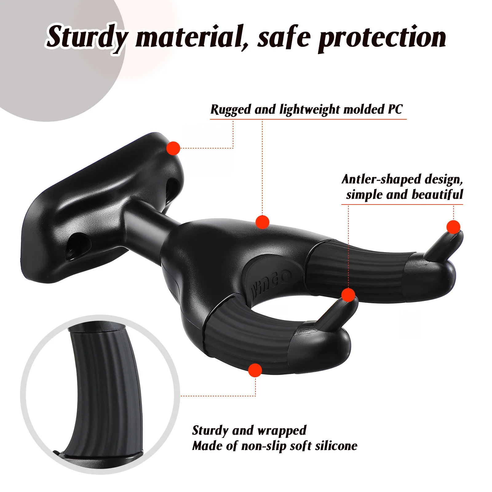 

Guitar Wall Mount Hanger Rack Black Ukulele Support Hooks Hanging Accessories PP Material Easy Installation Smooth Edges Storage