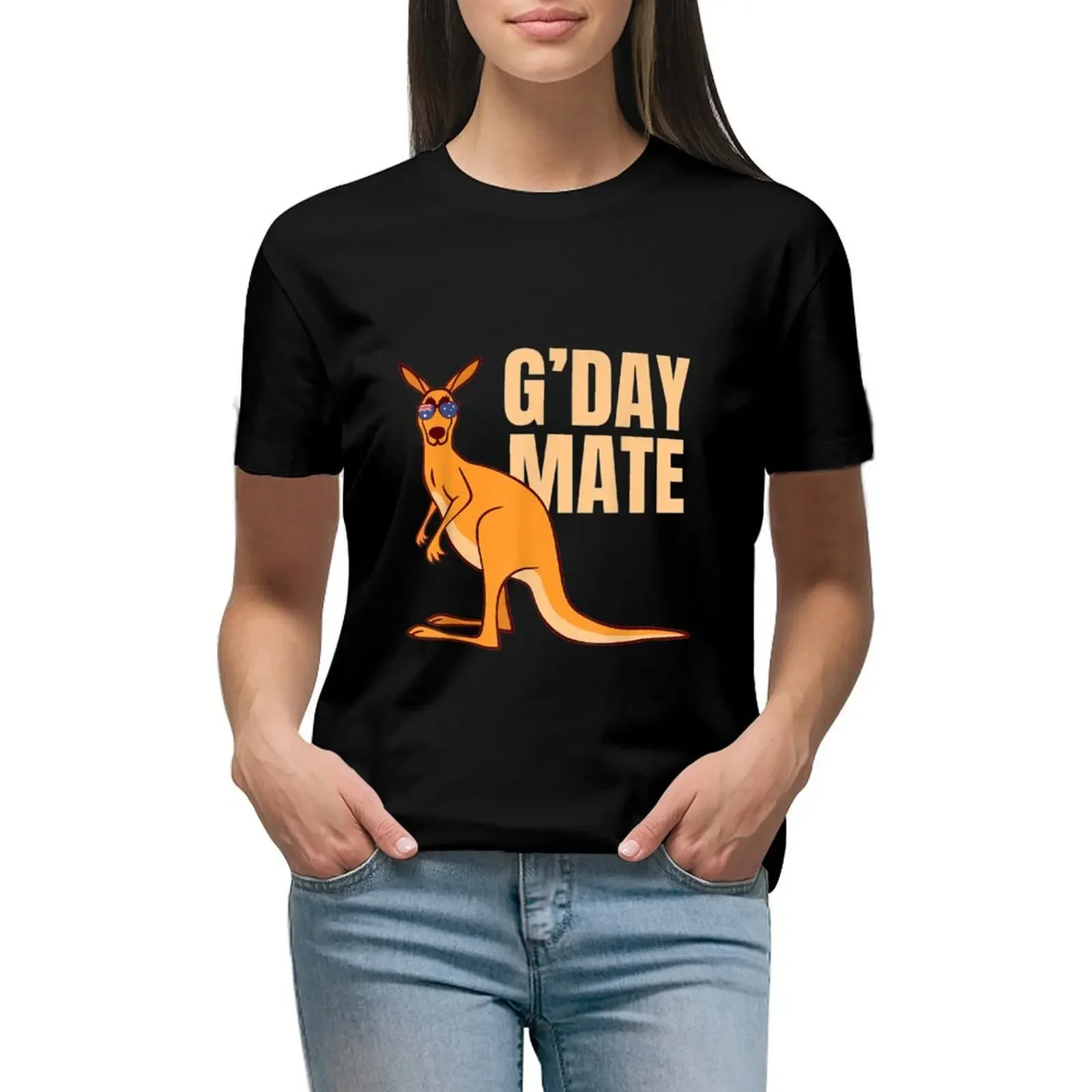 Australia G'Day Mate Funny Kangaroo Australian Symbol T-Shirt korean fashion animal print shirt for girls clothes for woman