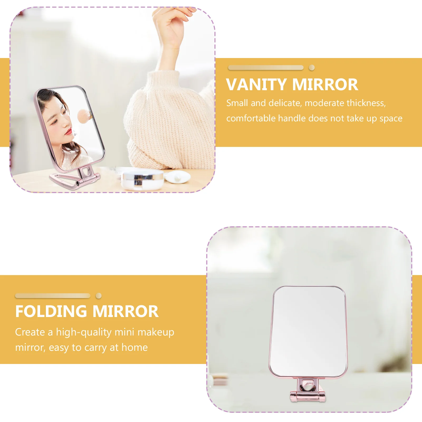 

1Pcs Portable Folding Makeup Mirror Magnifying Desktop Chic Mirror for Beauty Vanity Bedroom Bathroom Dresser Accessories