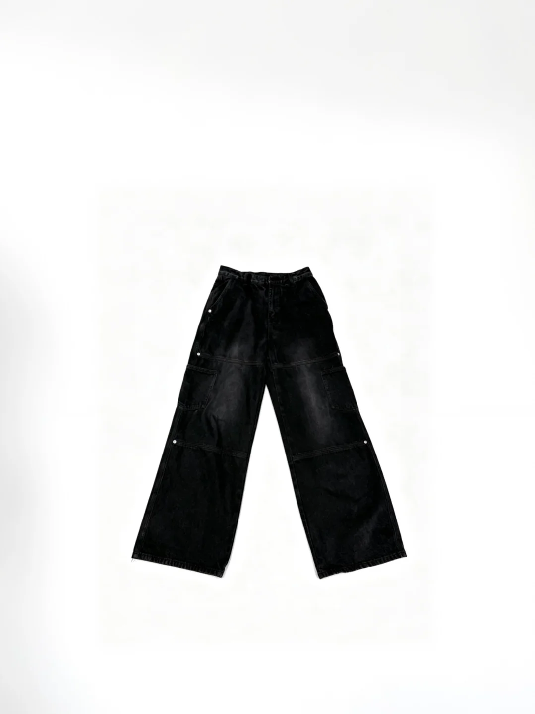 

Винтажные рабочие брюки из денима серо-черного цвета, повседневные широкие джинсы с большими карманами, из смесового хлопка, женская мода, весенний сезон