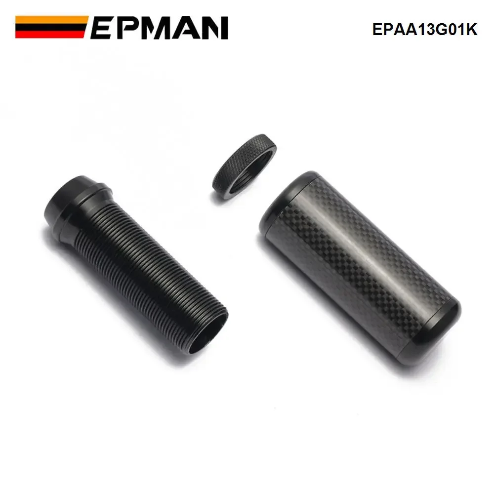 EPMAN Real Carbon Fiber Stealth Adjustable Height Gear Knob M12x1.25 With M10x1.5 M10x1.25 M8x1.25 Thread Shift Knob EPAA13G01K