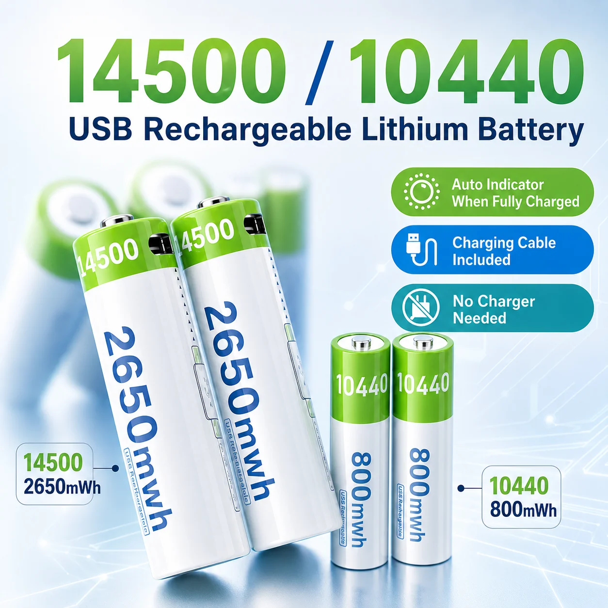 

3.7V 14500 Lithium Ion Battery 2220mWh Type-C TC Interface Rechargeable Li-ion Battery In Stock Wholesale For Electronic Devices