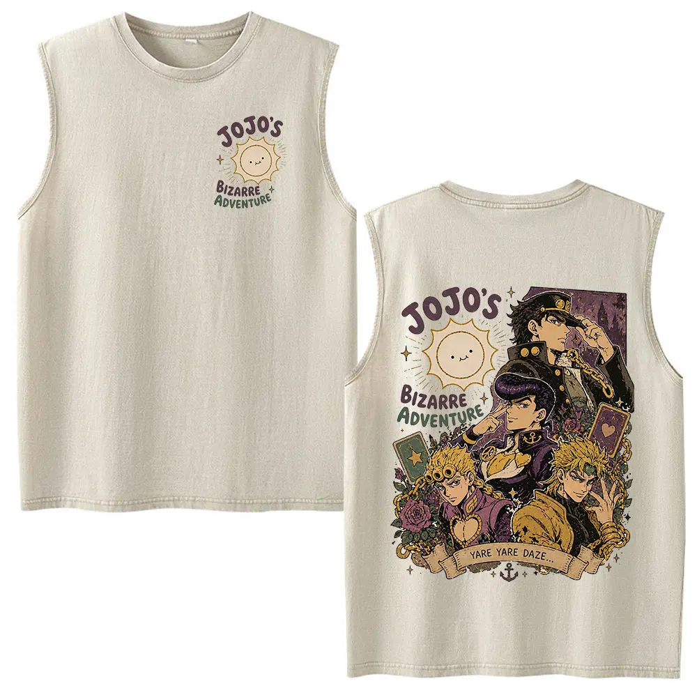 Anime Jojo Bizarre Adventure Kira Yoshikage Killer Queen Vintage Washed Tank Tops Men's Women Clothing Sleeveless Vest T-shirts view 6