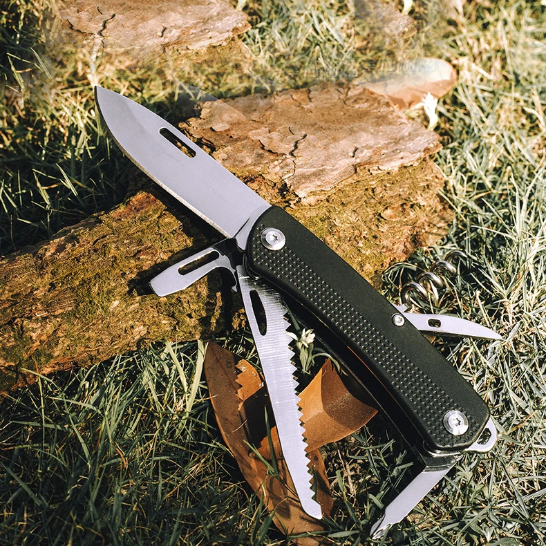 Imagem -02 - Tiger Multi-funcional Dobrável Faca de Bolso Faca de Acampamento Lâmina de Aço Inoxidável Cortador de Frutas para Acampamento ao ar Livre Sobrevivência