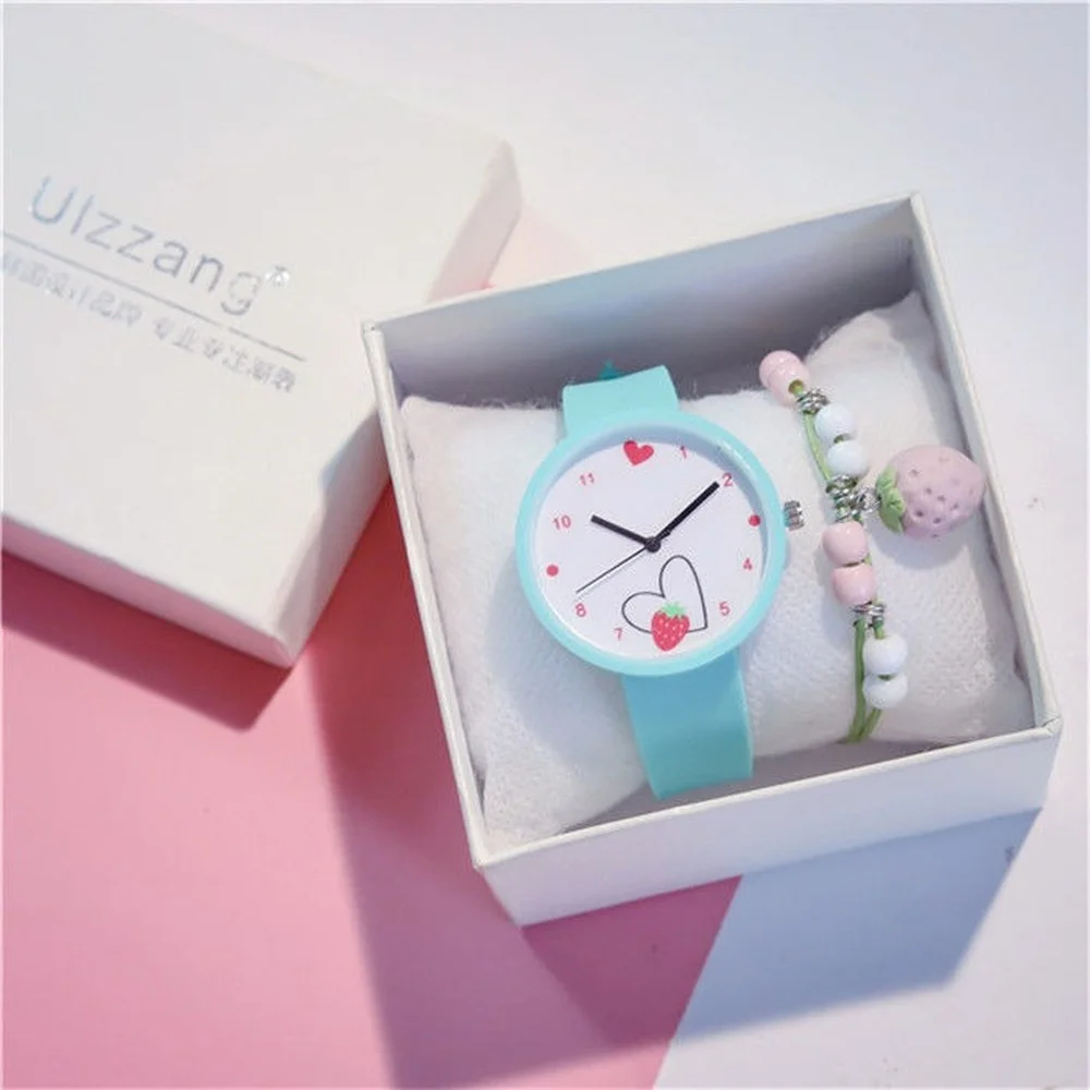 Macaron Strawberry Heart Dial bambini carino coreano gelatina cinturino in Silicone quarzo luminoso ragazze ragazzi orologio orologio regalo di compleanno