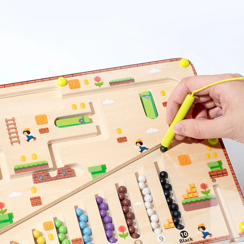 유아 교육 퍼즐 활동 보드, 교육용 마그네틱 컬러 및 숫자 미로 계산 매칭 장난감 학습