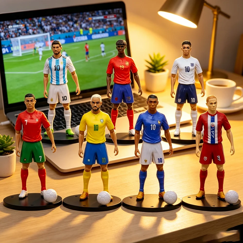 18cm Fußballstar C.Ronaldo Messi Mbappe Modellpuppen Cartoon Niedliche Actionfigur Auto-Zubehör Fußballfans & Geschenke