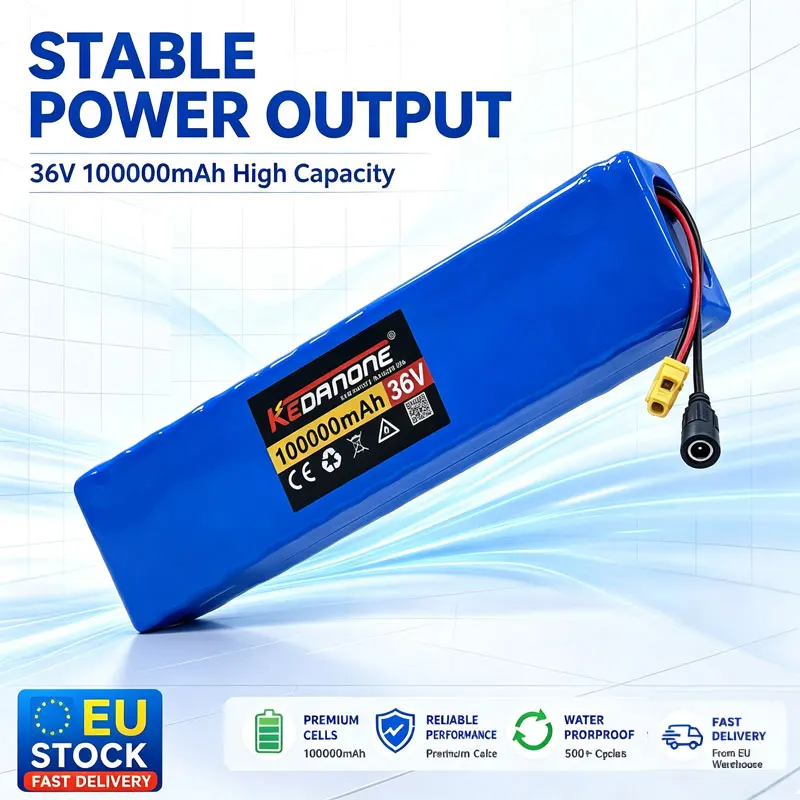 36V 100Ah 18650 Lithium-Akkupack 10S3P 500W mit BMS für Fahrrad-Roller + 42V Ladegerät