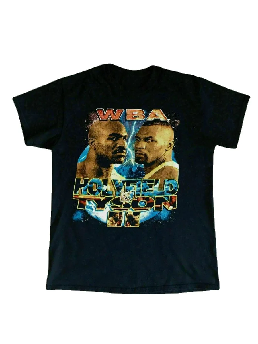 Vintage Rare Mike Tyson Evander Holyfield T-Shirt Men\'s Cotton O-Neck Short Sleeve T Shirt New Size S-3XL