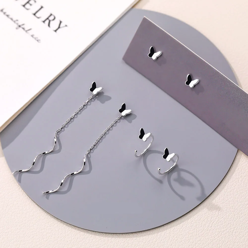 

Женские серьги с лесной бабочкой, стерлинговое серебро S99, маленькие свежие серьги-крючки, проволочные серьги, ювелирные изделия