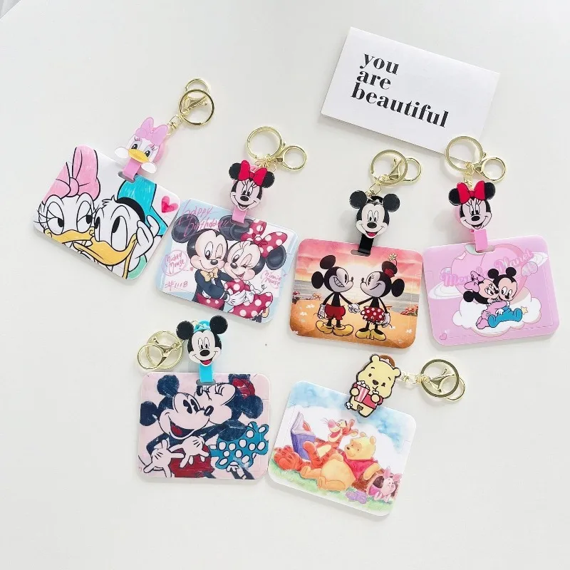 Disney Mickey Mouse Horizontal Lanyard Badge Holder with Keychain for School ID Card Access Control Students Doctors Nurses
