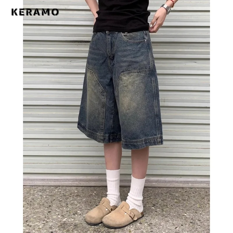 

Women's Retro Washed Wide Leg Denim Shorts Harajuku High Waist Loose Jeans 2024 Summer Japanese 2000s Baggy Casual Shorts