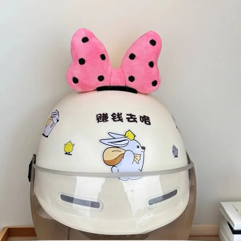 Cute Bow Helmet Decoration Polyester Cotton Bowknot Helmet Modeling Universal Motorcycle Electric Bike Vehicle Decor Girls Gift