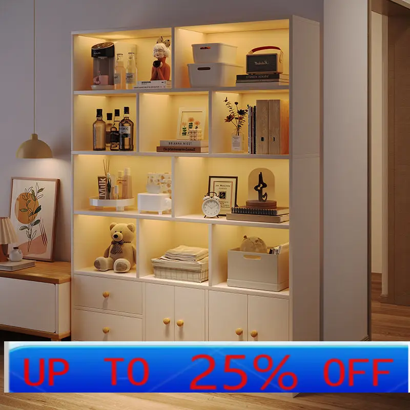 LHM bookshelf floor-to-ceiling living room dust-proof with door shelf figure display cabinet wall cabinet