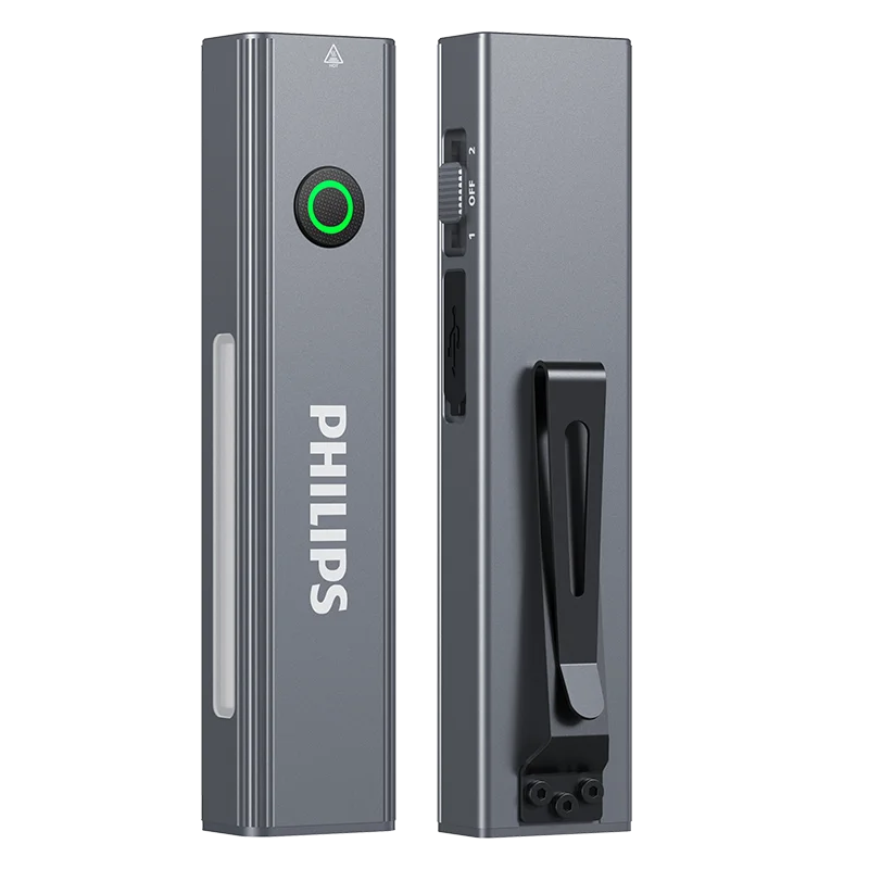 Philips New Flashlight 600LM Supports 3 Type Dimming UV light, Red Laser, 365nm Purple Light, COB,Magnetic Function with a Clip