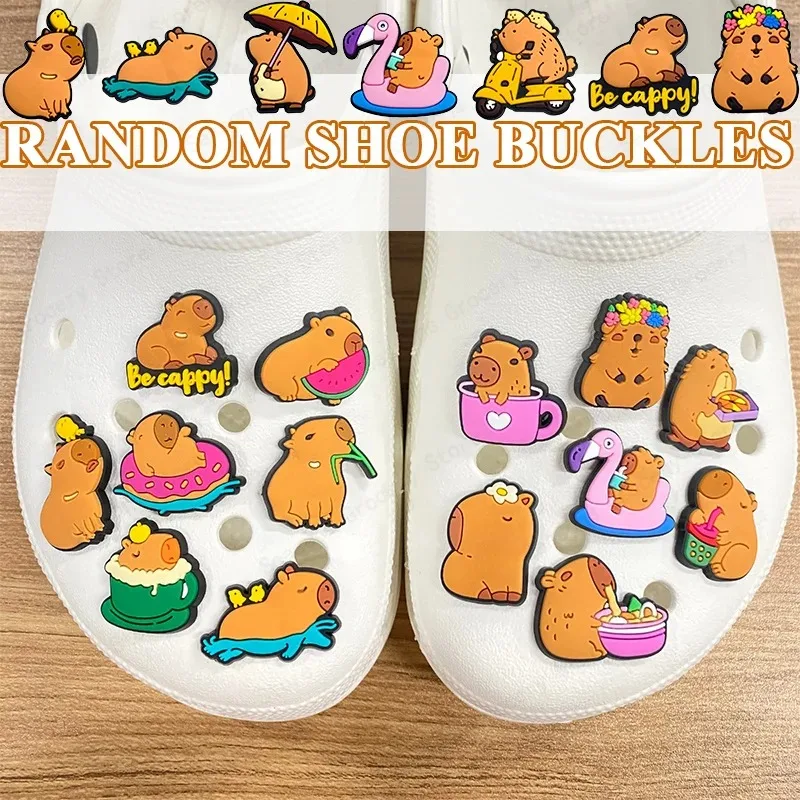 10-40PCS Perfect Cute Adorable Capybara Shoe Charms for Croc Clogs Slides Colorful Fun Decoration Buckle Great Kids Party Gift