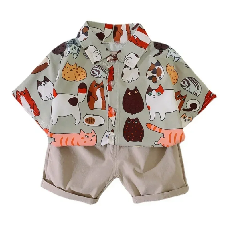 

New Summer Baby Clothes Suit Children Boys Casual Cartoon Shirt Shorts 2Pcs/Sets Toddler Costume Infant Outfits Kids Tracksuits