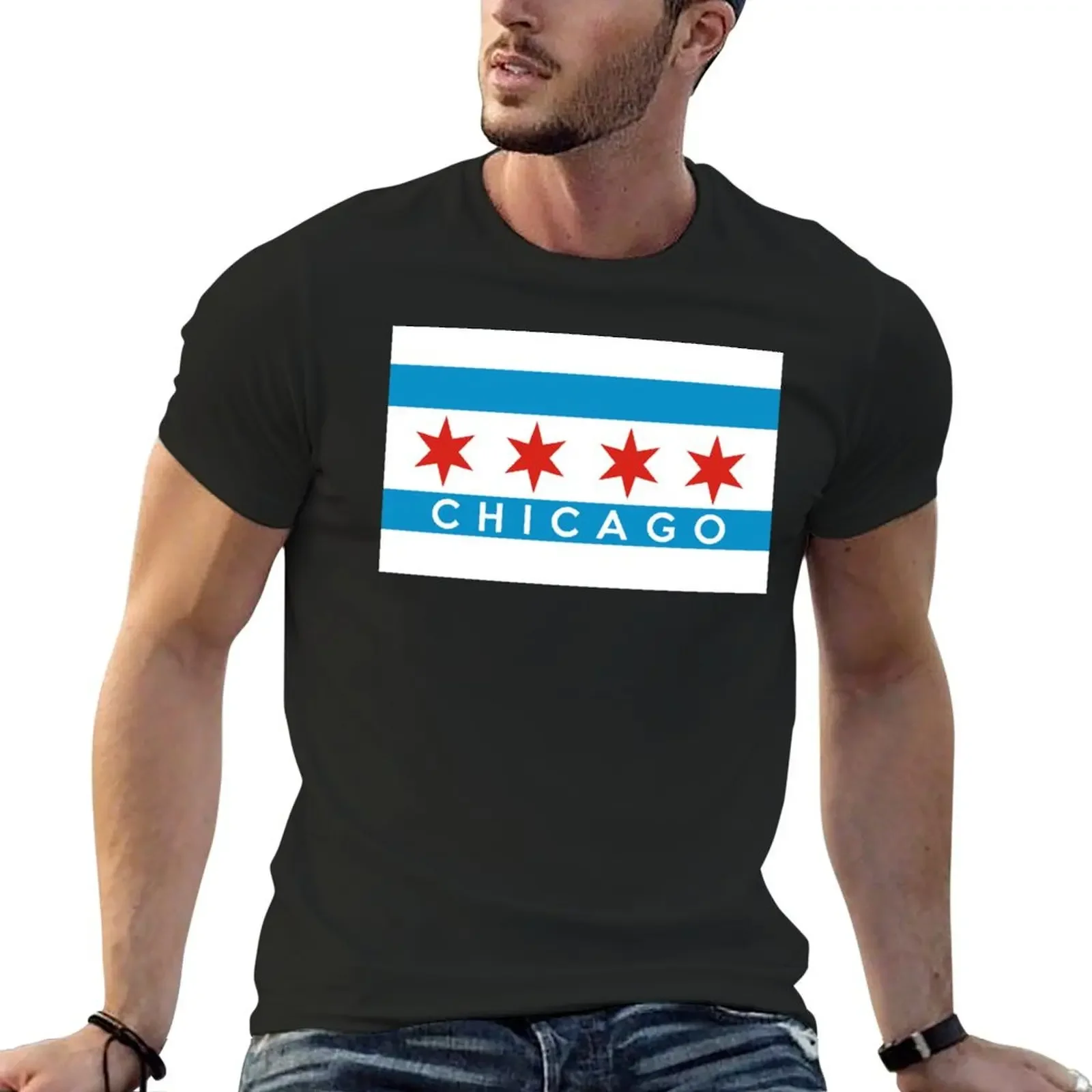 

chicago flag T-Shirt vintage t shirts plain heavy weight t shirts for men