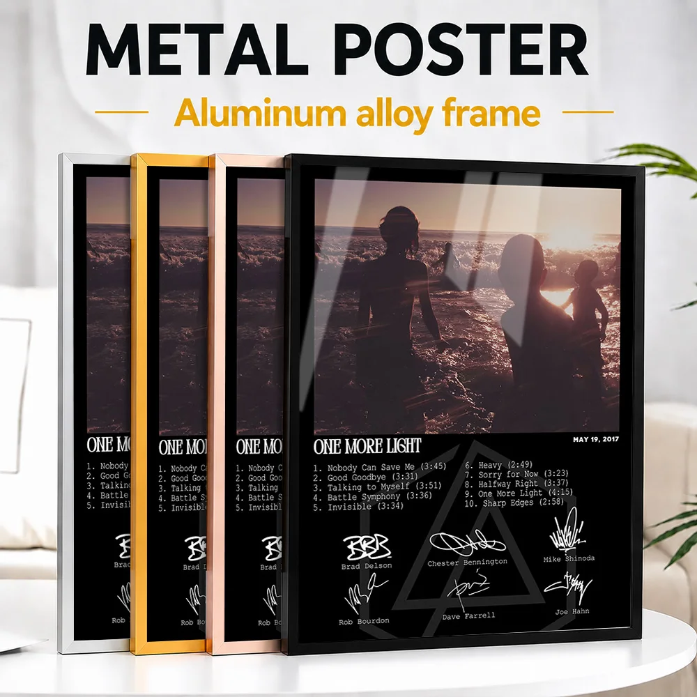 Linkin Park One More Light Album Framed Aluminum Metal Poster Customized Rock Tribute Wall Art Designed For Room And Fan Gift